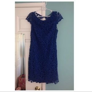 Blue crochet formal dress